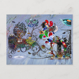 Open Microphone Music VIP Digital Collage Postcard