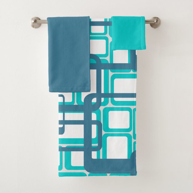 Open Mid-Century Modern Rectangles Bath Towel Set (Insitu)