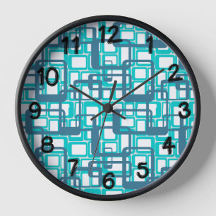 Open Mid-Century Modern Rectangles Clock