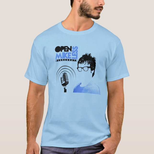 Open Mikeless Tshirt Blue With Tour Dates (Front)