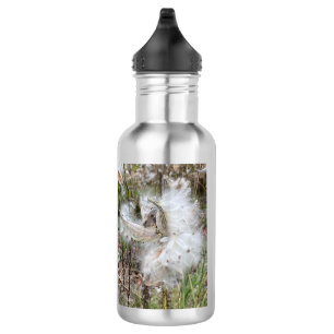 Open Milkweed Pods Seeds with Silk 532 Ml Water Bottle