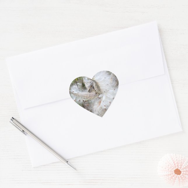 Open Milkweed Pods | Seeds with Silk | Heart Sticker (Envelope)