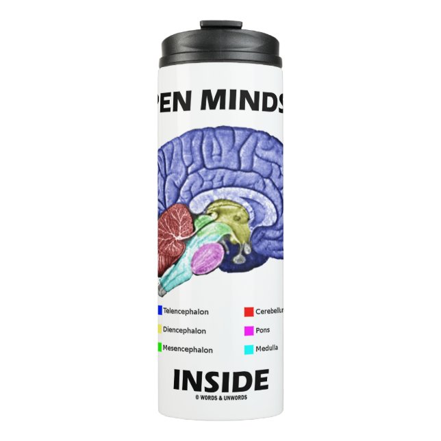 Open Mindset Inside Anatomical Brain Humour Thermal Tumbler (Front)