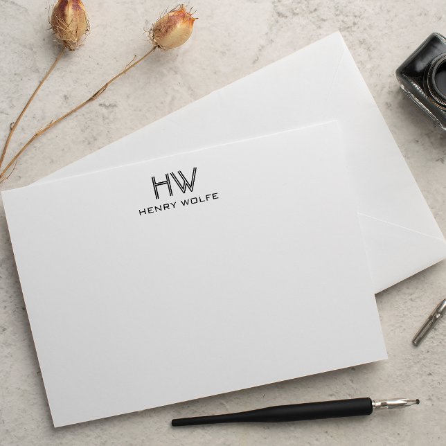 Open Monogram Flat Note Card (Creator Uploaded)