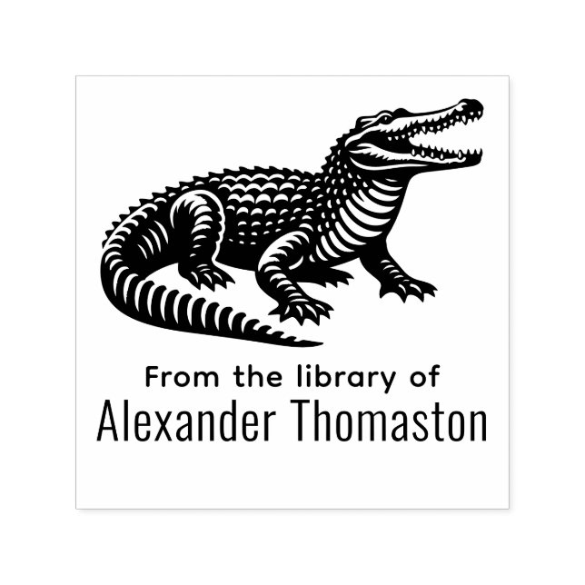 Open Mouth Crocodile From the Library of Book Name Self-inking Stamp (Design)