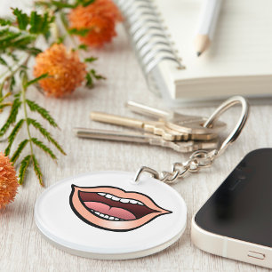 Open Mouth Lips Teeth Tongue Key Ring