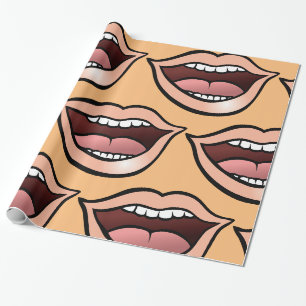 Open Mouth Lips Teeth Tongue Wrapping Paper
