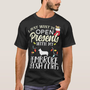 Open Presents Pembroke Welsh Corgi Christmas Dog T-Shirt
