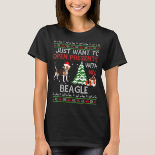 Open Presents With My Beagle Christmas T-Shirt