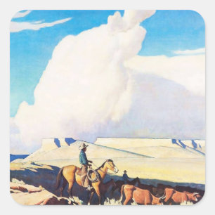 “Open Range” Western Art by Maynard Dixon Square Sticker