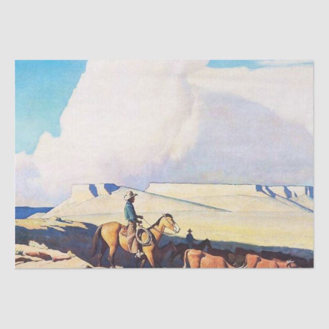 “Open Range” Western Art by Maynard Dixon Tissue Paper (Front)
