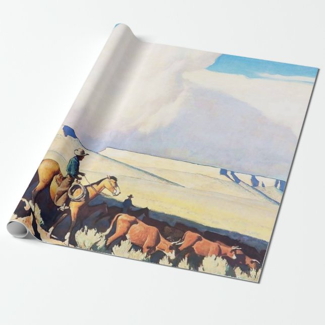 “Open Range” Western Art by Maynard Dixon Wrapping Paper (Unrolled)