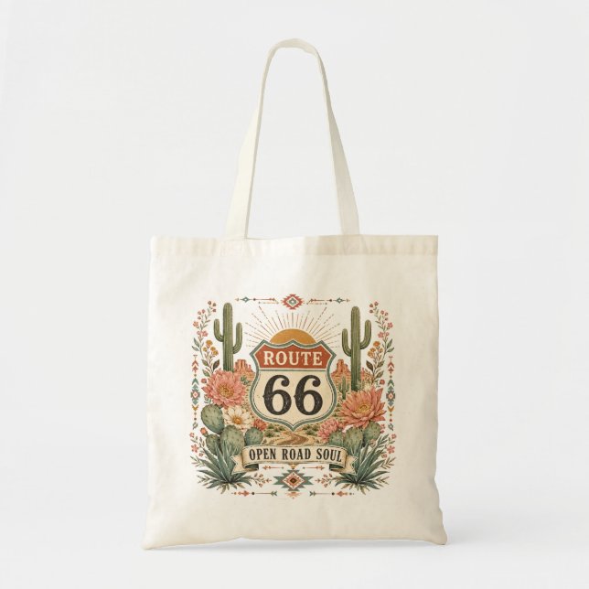 Open Road Soul Botanical Graphic Tote Bag (Front)