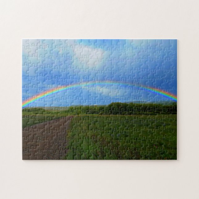 Open Road Through Green Field Alberta Rainbow Jigsaw Puzzle (Horizontal)