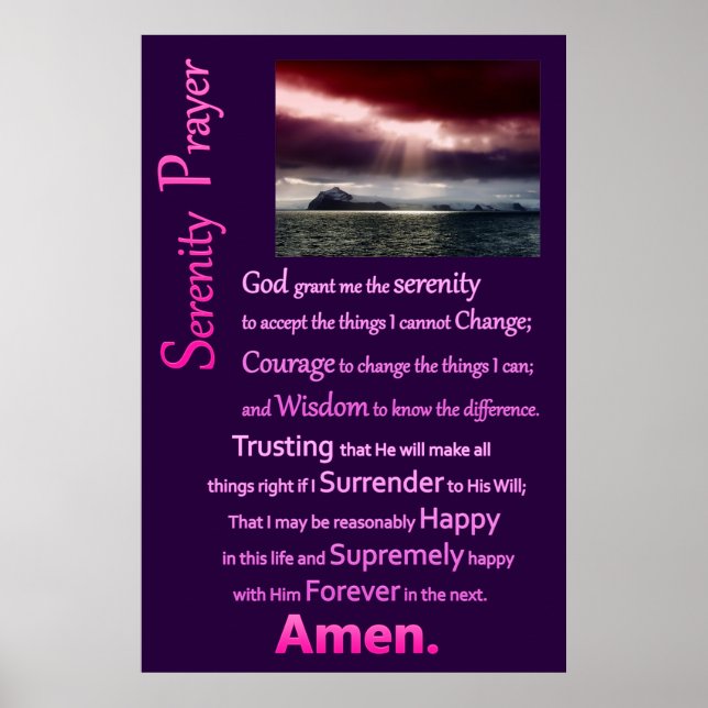 Open Sea The Serenity Prayer Poster (Front)