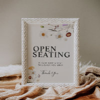 Open Seating Boho Wildflower Wedding Sign