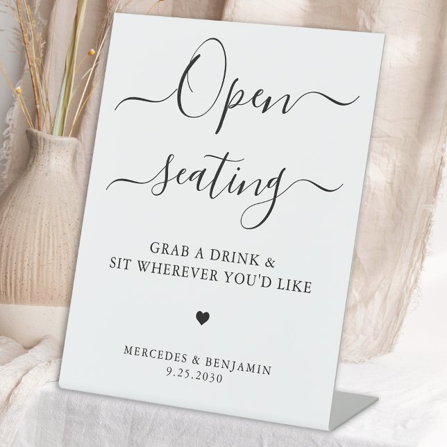 Open Seating Modern Simple Personalised Wedding  Pedestal Sign (Creator Uploaded)