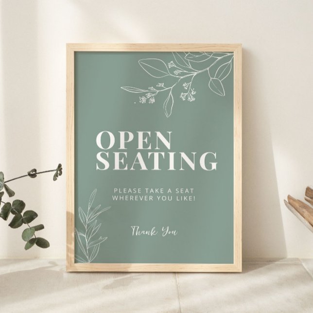 Open Seating Sage Green Wedding Sign  (Creator Uploaded)