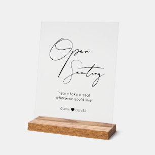 Open seating sign, find your seat pedestal acrylic sign