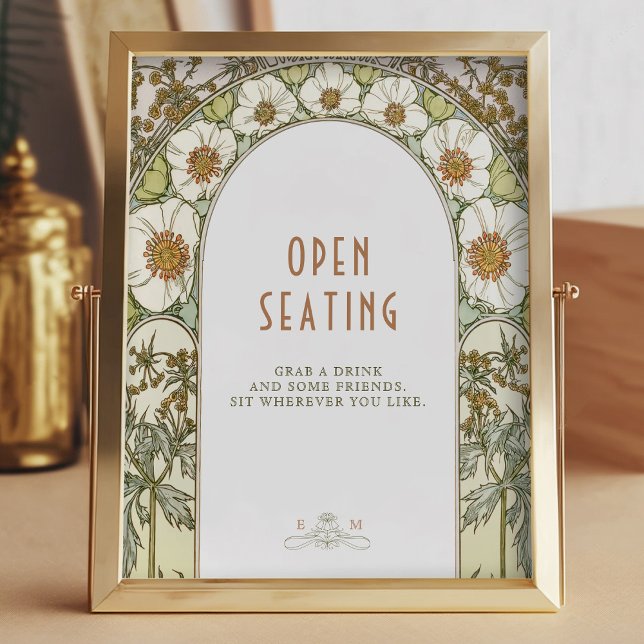 Open Seating Sign Vintage Art Nouveau by Mucha (Creator Uploaded)