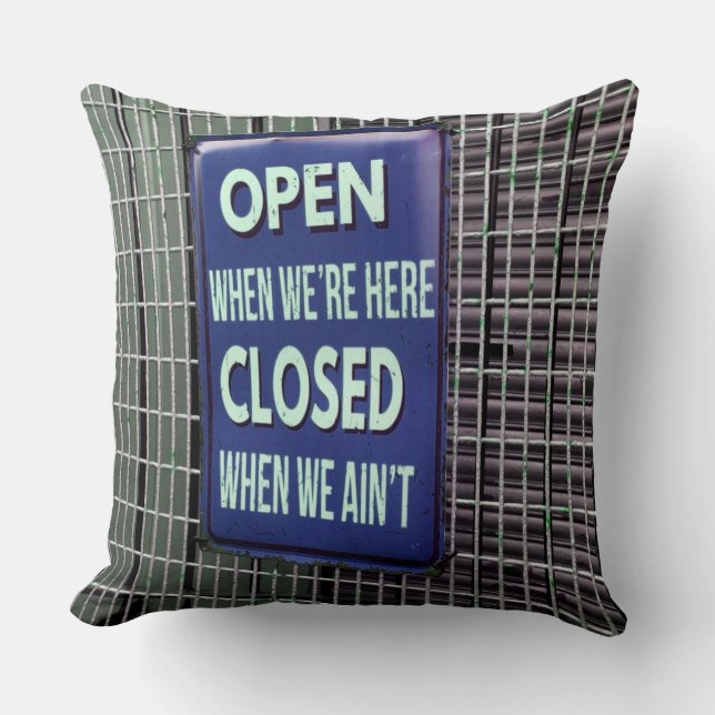 Open Sign Funny, Closed Sign Funny Cushion (Front)
