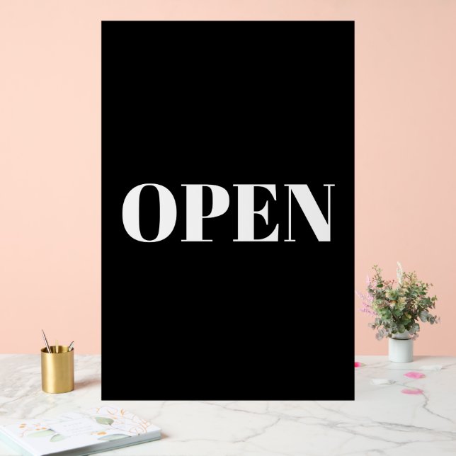 Open Sign Typography Minimalist Black White Large (Wedding)