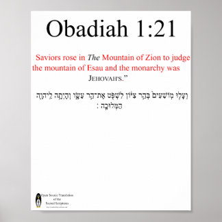 Open Source Translation Obadiah 1:21 Poster