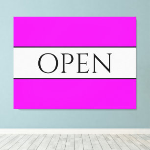 OPEN Sporty Fun Bright Tropical Pink White Stripes Canvas Print