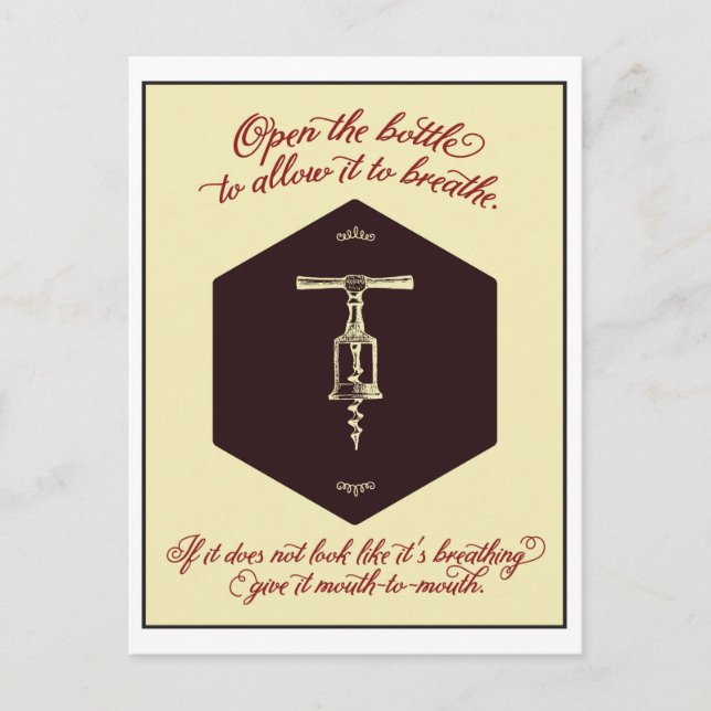 "Open the Bottle of Wine" Greeting Card - Postcard (Front)