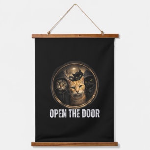 Open The Door Funny Cat Meme Cat Gang Humour Desig Hanging Tapestry