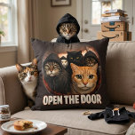Open The Door Funny Cats in Hoodies Throw Pillow<br><div class="desc">Bring a touch of purr-fect humor and feline charm to your home with this "Open The Door" Cats in Hoodies throw pillow! Featuring an iconic gang of street-smart cats, including a winking tabby, a mysterious black cat, a curious ginger, and more, all sporting cool hoodies, this design captures the viral...</div>