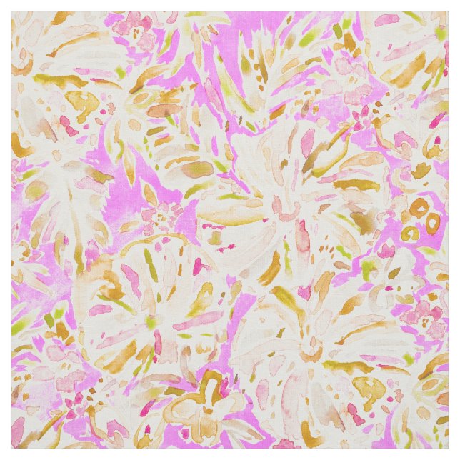 OPEN UP Pink Hibiscus Floral Fabric (Swatch)