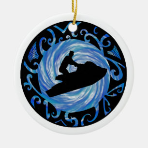 OPEN WATER JETSKIING CERAMIC TREE DECORATION