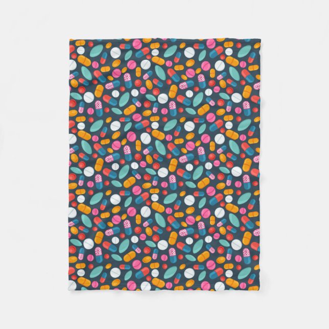"Open wide!" pill print fleece blanket (Front)