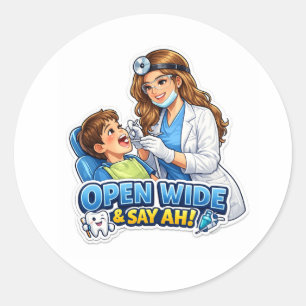 Open Wide Say Ah Dentist Sticker
