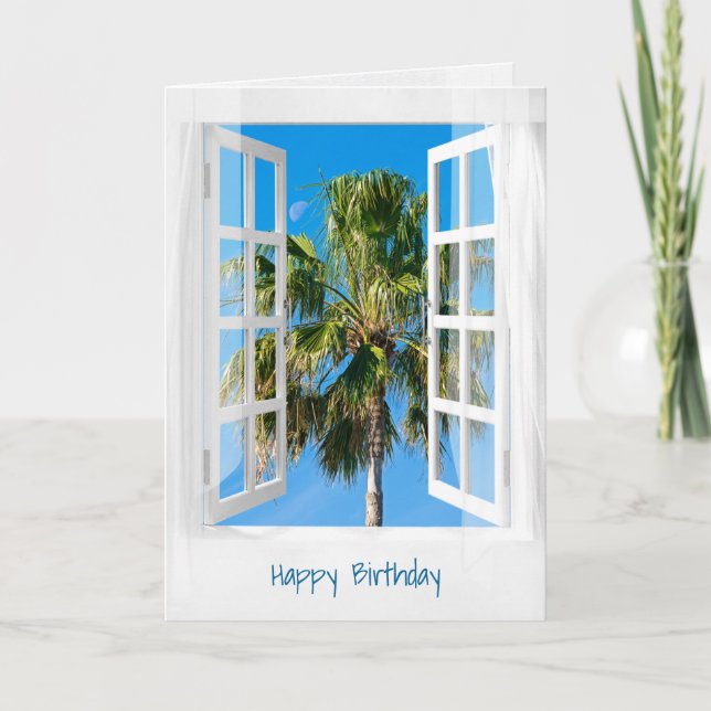 open window and palm tree card (Front)