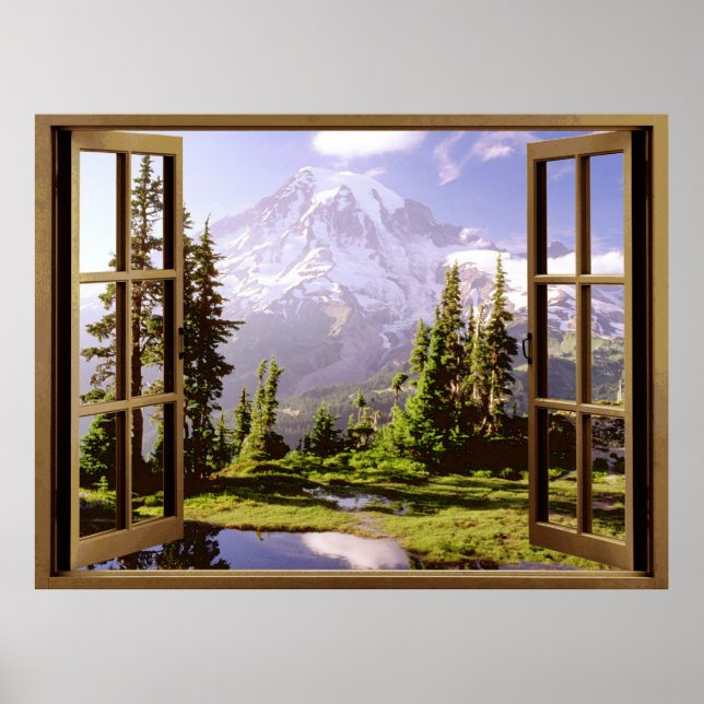 Open Window at Mt. Rainier Poster (Front)