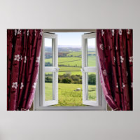 Open window with view across and English countrysi