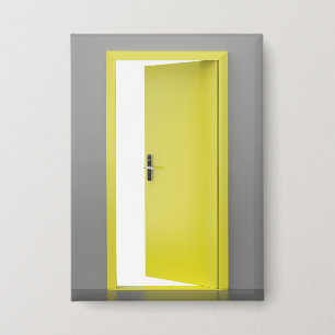 Open yellow door with smart lock