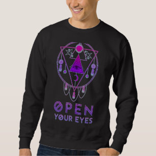 Open Your Eyes All Seeing Eye Vaporwave Occult Mag Sweatshirt