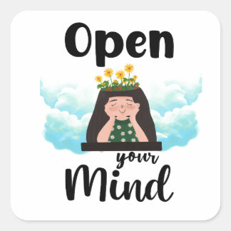 open your mind square sticker