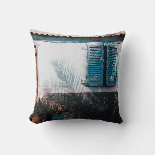 OPENED BLUE LOUVERED WINDOWS CUSHION