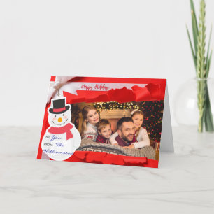 Opened Gift Reveals Family Photo Happy Holidays Holiday Card