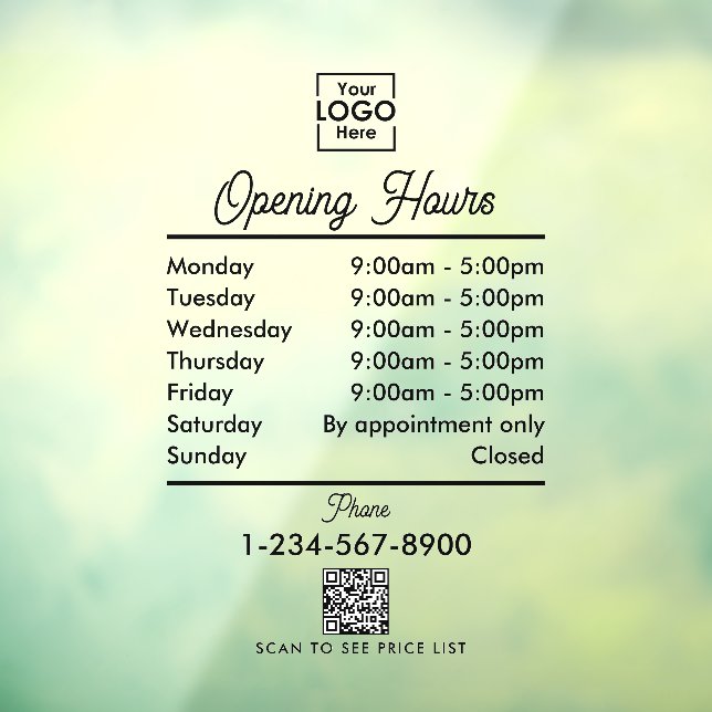 Opening Business Hours Logo Black Script Simple (Sheet 3)