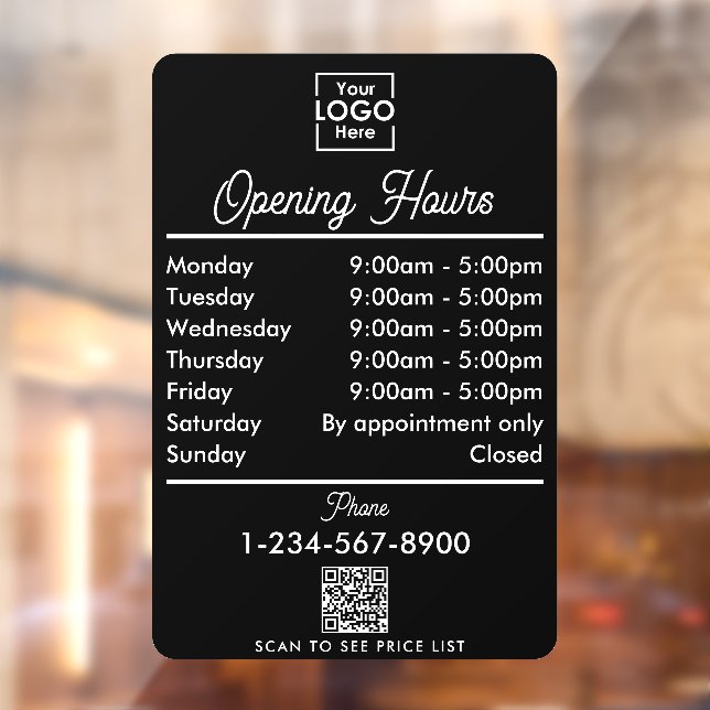 Opening Business Hours Logo White Black Script (Sheet 2)