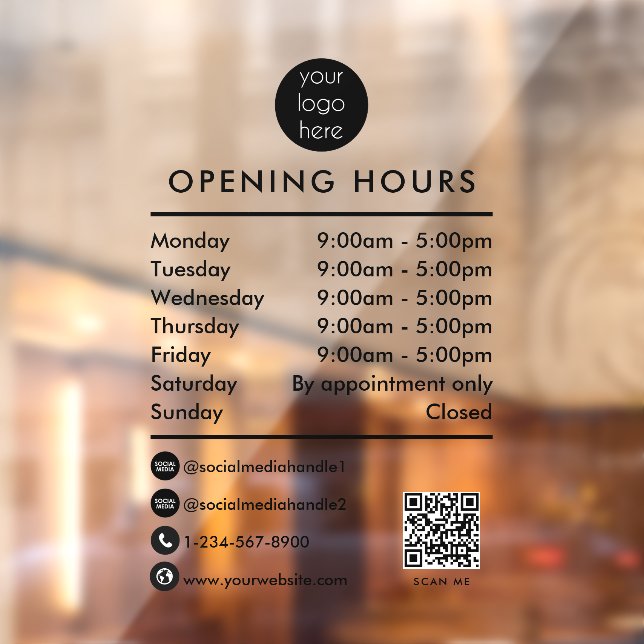 Opening Business Hours QR Code Business Logo (Sheet 2)