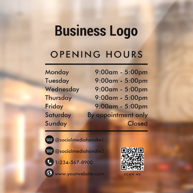 Opening Business Hours QR Code Business Logo (Sheet 2)