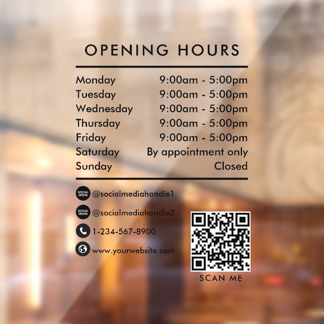 Opening Business Hours QR Code Opening Times (Sheet 2)