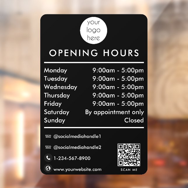 Opening Business Hours Times QR Code Logo Black (Sheet 2)