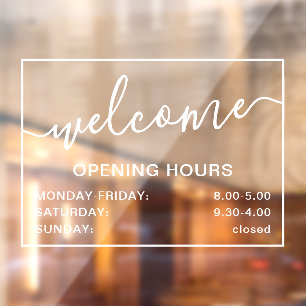 Opening hours add logo white and transparent windo